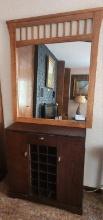 Large Mission Mirror And Wine Cabinet