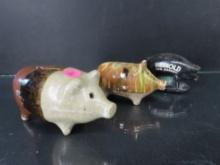 Lot of (3) Pottery Pig Banks