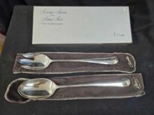 Gerity Georgian silver plate serving fork and spoon G48