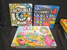 3 LIKE NEW HASBRO BOARD GAMES - Trouble,Life,Connect 4