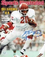 Billy Sims Oklahoma Sooners Autographed & Inscribed 8x10 SI cover Photo Full Time coa