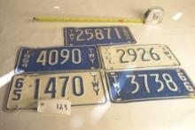 5 Vintage Throughway License Plates