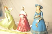 3 1970' Ceramic Lady Figurines