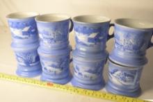 8 Currier and Ives "Homestead in Winter" Shaving Mugs