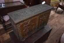 Antique Copper Embossed Coal Box