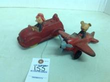 Vintage Mickey's Air Mail Plane & Mickey's Fire truck