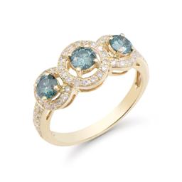 14KT Yellow Gold 1.27ctw Blue Diamond Ring