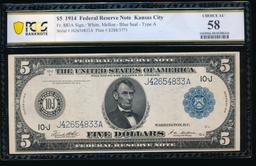 1914 $5 Kansas City FRN PCGS 58