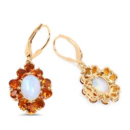 Plated 18KT Yellow Gold 5.42ctw Opal Citrine and White Topaz Earrings