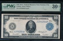 1914 $10 Kansas City FRN PMG 30EPQ
