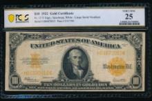 1922 $10 Gold Certificate PCGS 25