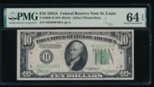 1934A $10 St Louis FRN PMG 64EPQ