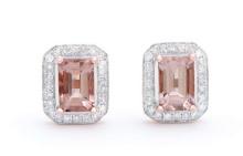 14KT Rose Gold 1.31cts Morganite and Diamond Earrings