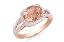 14KT Rose Gold 1.74ct Morganite and Diamond Ring