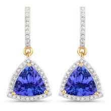 14KT Yellow Gold 3.86ctw Tanzanite and White Diamond Earrings