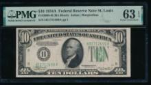 1934A $10 St Louis FRN PMG 63EPQ