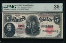 1907 $5 Legal Tender Note PMG 35EPQ