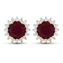 14KT Yellow Gold 2.1ctw Ruby and Diamond Earrings