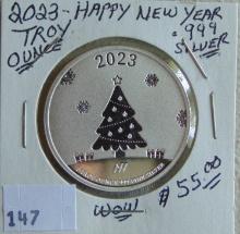 2023 Happy New Year .999 1 Troy Oz. Silver.