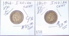 1962, 1964 Copper-Nickel Indian Cents VF, VF.