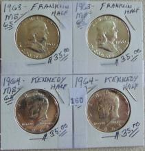 Variety: Franklin & Kennedy Half Dollars.
