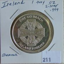 Ireland Shamrock 1 Troy Oz. Silver .999 MS.