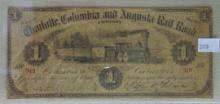 1873 Charlotte Columbia and Augusta Railroad Note