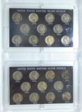 2 35% Silver WWII Nickel Sets (22 coins 1942-1945-