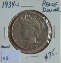 1934-S Peace Dollar VG.