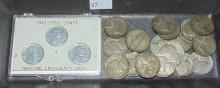 18 WWII Silver War Nickels P, D, S. Steel Cent Set