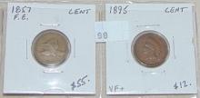 1857 Flying Eagle Cent. 1895 Indian Cent.