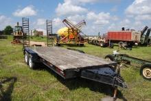**T** 1996 Homemade Flatbed trailer, 82"x16'+2', tandem axle, fold-down ramps, electric brakes, 6-bo