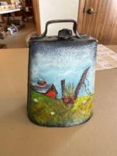 Painted farm scene cow bell
