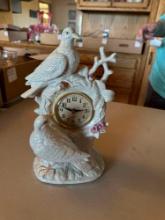 Vintage Quartz ceramic clock with doves and pink roses... v