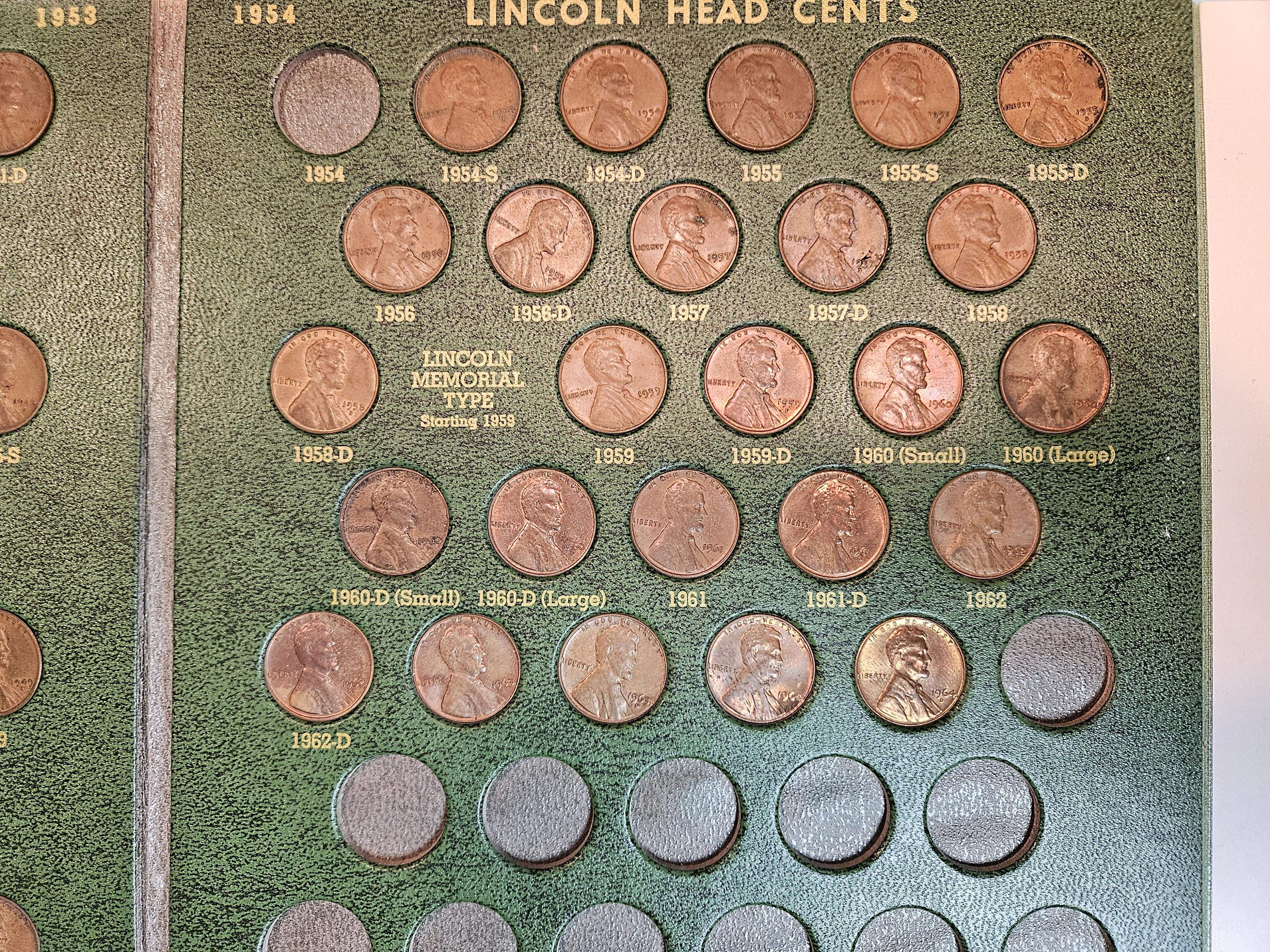 Early Lincoln Wheat cent album in old green Whitman folder