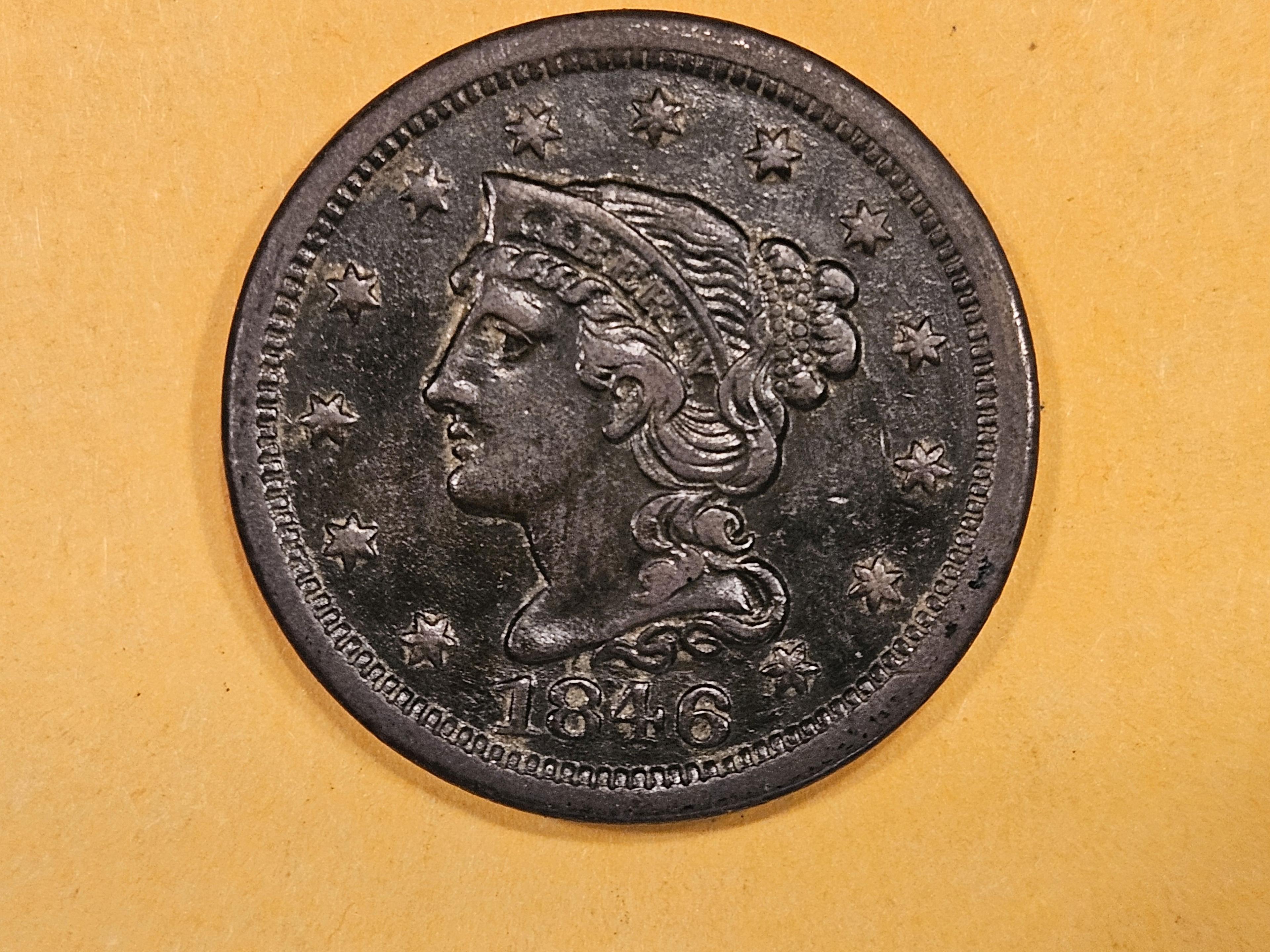 1846 Braided Hair large Cent
