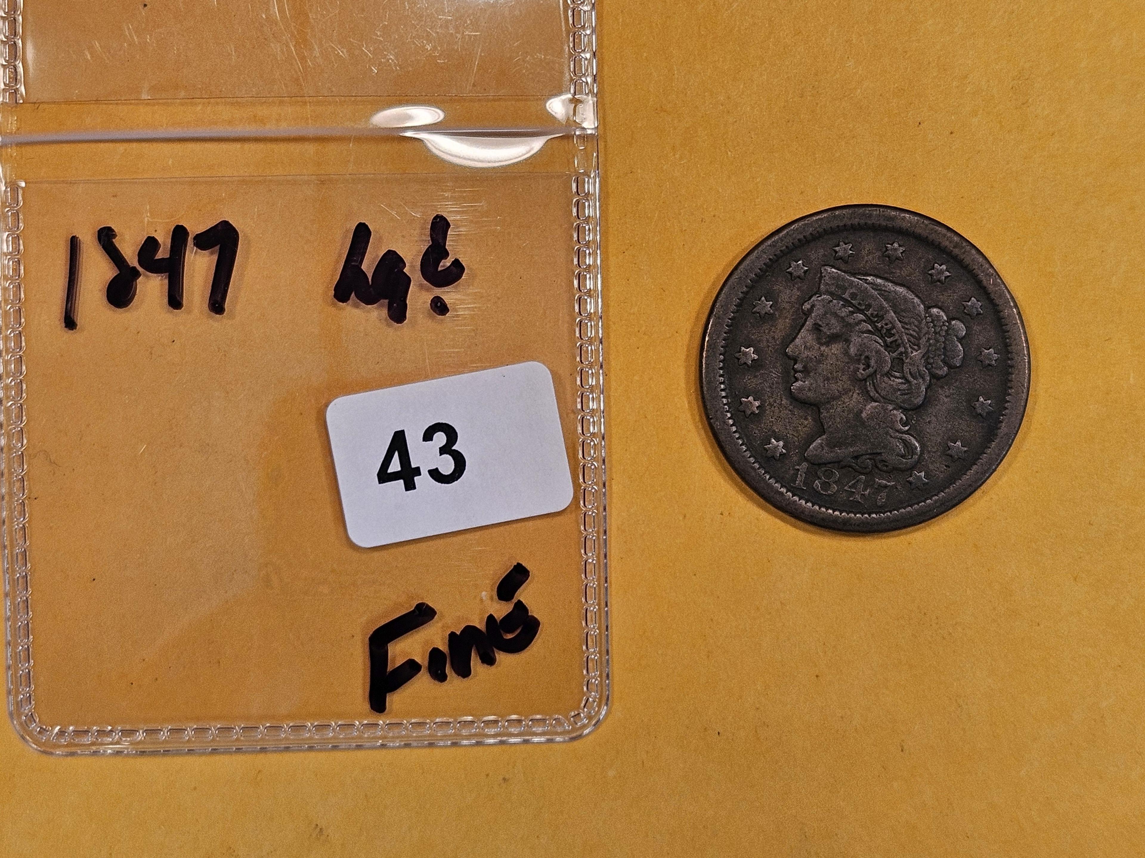 1847 Braided Hair large Cent