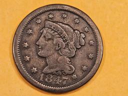 1847 Braided Hair large Cent