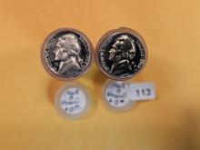 Two rolls of 1968-S Proof Jefferson Nickels