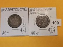 Two more Seated Liberty silver Quarters
