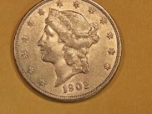 GOLD! Brilliant About Uncirculated plus 1902-S Liberty Head Gold Twenty Dollars