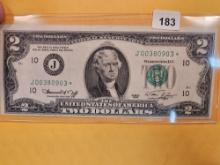 Crisp Uncirculated 1976 Two Dollar STAR Replacement
