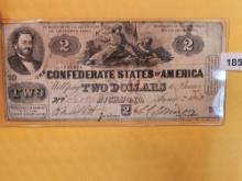 1862 Confederate States of America Two Dollars