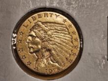 GOLD! 1915 Indian $2.5 Dollars Quarter Eagle