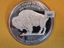 Large one Troy ounce .999 fine Proof Silver Art Round