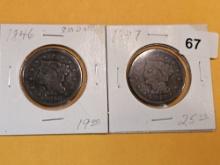 1846 and 1847 Braided Hair Large Cents
