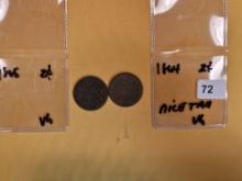 1865 and 1864 Two Cent pieces