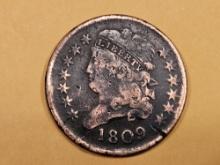 1809 Classic Head half-Cent in Fine plus - details