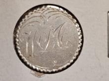 1884 Seated Dime made into a Love Token