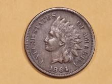 * Semi-Key 1864-L Bronze Indian Cent in Very Fine plus